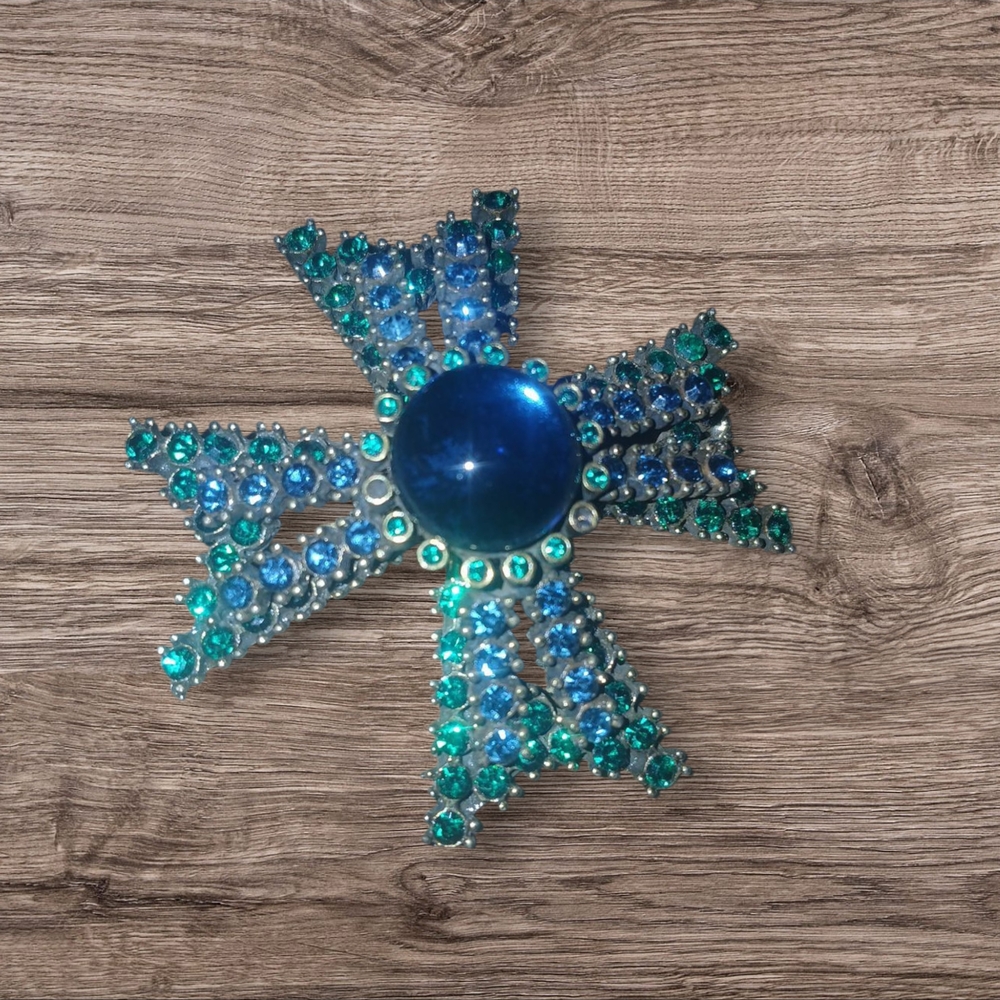 Vintage Blue and Green Brooch
